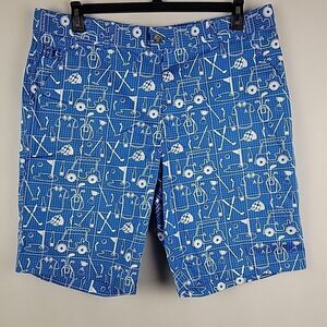 Royal & Awesome Golf Shorts Mens 40 Blue Graphic 9" Fun Loud Party Drinks Plaid